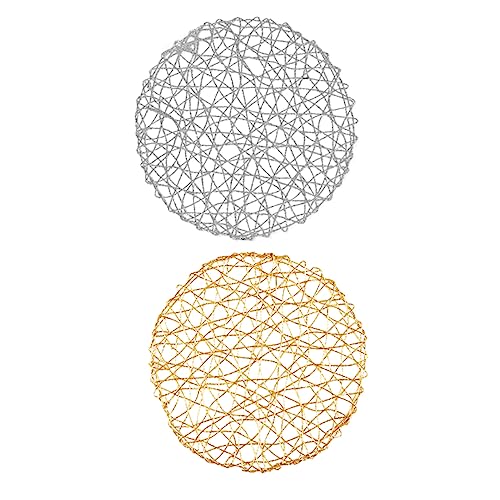 VICASKY 2 Stück Runde Handgewebte Platzsets Teilig Hitzebeständige rutschfeste Tischsets aus PVC Dekorative Esstisch Unterlagen Gold und Silber für Küche und Esszimmer VICASKY 2 Stück Runde Handgewebte Platzsets Teilig Hitzebeständige rutschfeste Tischsets aus PVC Dekorative Esstisch Unterlagen Gold und Silber für Küche und Esszimmer von VICASKY
