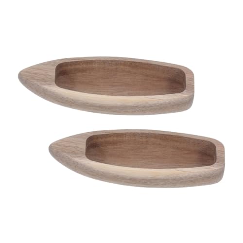 VICASKY 2 Stück Rustikale Holzboot Dekoration Miniatur Holzboot Modell für Schreibtisch und Regal Natürliche Nautische Ornaments Stabiles Handgeschnitztes Deko Boot für Zuhause und Büro von VICASKY