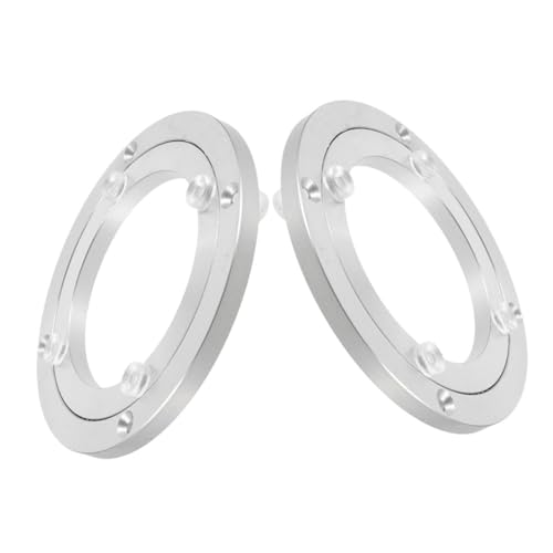 VICASKY 2 Stück Rutsch Aluminium Drehplatte Glatter Geräuscharmer Drehteller mit Lager für Esstisch und Servierteller Runde Drehbare Basis für Kuchen und Geschirrpräsentation von VICASKY