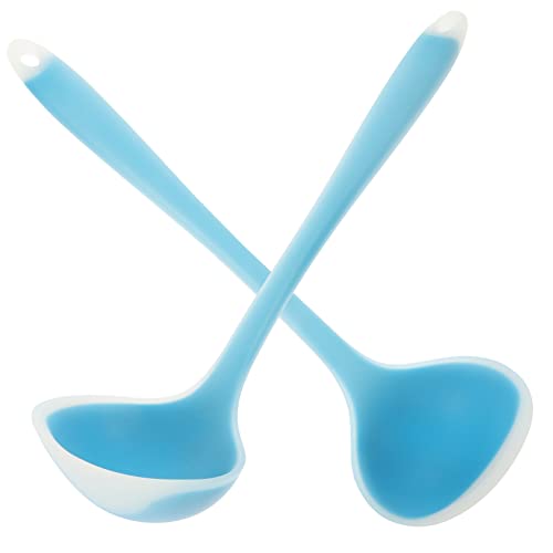 VICASKY 2 Stück Silikon Suppenlöffel Praktische Schöpfkelle für Küche Ergonomisches Design Leicht und Platzsparend für Suppen und Porridge Transparent Blau VICASKY 2 Stück Silikon Suppenlöffel Praktische Schöpfkelle für Küche Ergonomisches Design Leicht und Platzsparend für Suppen und Porridge Transparent Blau von VICASKY