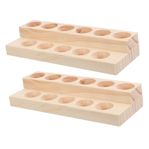 VICASKY 2 Stück Teiliges Ätherisches Öl Holzregal mit Natürlicher Maserung Multifunktionaler Flaschenhalter zur Stilvollen Aufbewahrung und Präsentation von Kosmetik Massageölflaschen von VICASKY