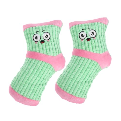 VICASKY 2 Stück Teiliges Hundespielzeug Plüschige Quietschsocken Kaubeständig und Zahnschonend Cartoon Form zur Zahnreinigung Geeignet für Welpen und Kleine bis Mittelgroße Hunde Fördert von VICASKY