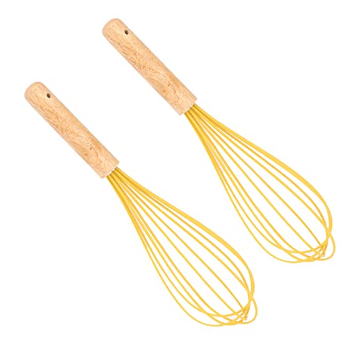 VICASKY 2 Stück Teiliges Silikon Eischneebesen mit Holzgriff Handmixer für Backen und Kochen Lebensmittelecht Hitzebeständig Spülmaschinenfest für Zuhause und Bäckerei von VICASKY