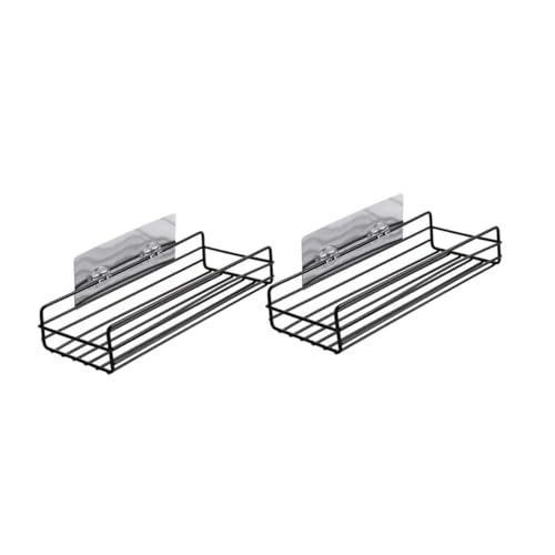 VICASKY 2 Stück Teiliges Wandmontage Schwarzes Rostfreies Praktisch für Badezimmer und Küche Feuchtigkeitsbeständig Einfache Installation Vielseitig für Shampoo Duschgel und von VICASKY