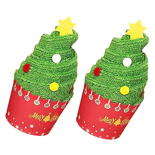 VICASKY 2 Stück Teiliges Weihnachtsbaum Handtücher aus Weicher Baumwolle Kinderfreundlich Geformt Wiederverwendbar Dekorativ und Hautfreundlich als für Familie und Freunde von VICASKY