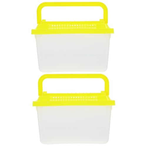 VICASKY 2 Stück Transparente Transportbox für Reptilien und Kleine Haustiere Tragbares Aquarium Bruchsicheres PP Material Sicherer Halter für Schildkröten und Goldfische Leicht zu Reinigen von VICASKY