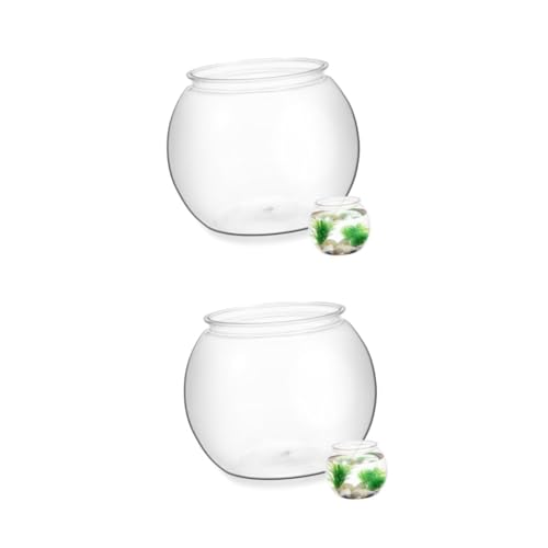 VICASKY 2 Stück Transparenter Runder Aquarium Fischbehälter aus Bruchsicherem Pet Multifunktionaler Desktop Goldfischtank und Kreativer Blumentopf Dekorativ für Büro Zuhause Garten von VICASKY
