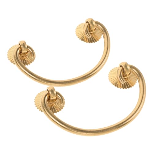 VICASKY 2 Stück Vintage Messing Schrankgriffe Antike Goldene Möbelknöpfe mit Doppel Loch Design für Küchen und Schlafzimmermöbel Robuste Metall Hardware von VICASKY
