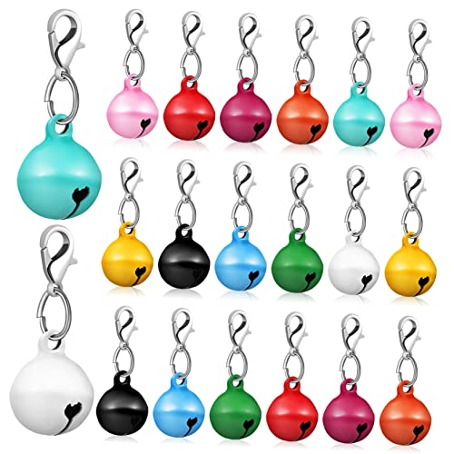 VICASKY 20 Stück Teiliges Haustierhalsband Glocken aus Langlebigem Kupfer Kleine Glöckchen mit Befestigungsloch Farbenfrohe Glocken für Hunde und Katzen Vielseitig als Haustier und von VICASKY
