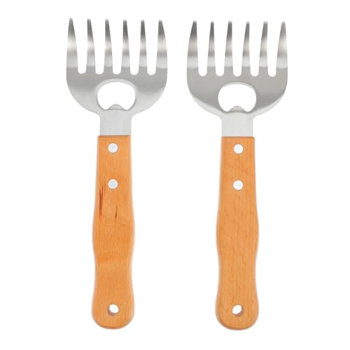 VICASKY Fleischzerkleinerer 2 Stück mit Holzgriff BBQ Krallen für Hähnchen Rind Pulled Pork Grillzubehör mit Flaschenöffner für Picknick und VICASKY Fleischzerkleinerer 2 Stück mit Holzgriff BBQ Krallen für Hähnchen Rind Pulled Pork Grillzubehör mit Flaschenöffner für Picknick und von VICASKY