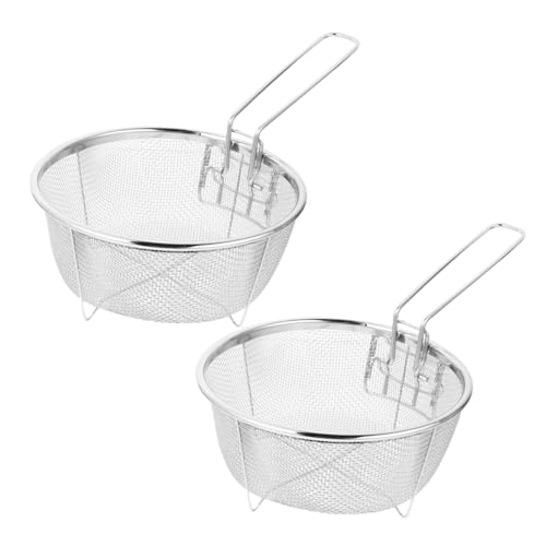 VICASKY 2Stücke Frittierkorb aus Abnehmbarer Griff Stabiler Stand zum Abtropfen und Filtern von Lebensmitteln Heißluftfritteusen und Pfannen von VICASKY