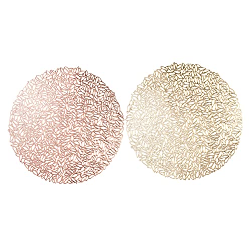 VICASKY 2stücke Runde Goldene Tischsets Aus PVC Mit Dekorativen Untersetzer Für Getränke Ausgehöhltes Design Tassenmatte Für Tisch Hitzebeständig Und rutschfeste Tassenunterlagen Für Zuhau von VICASKY