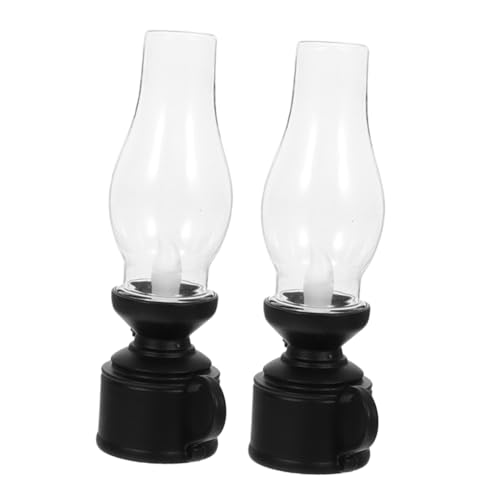 VICASKY 2stücke Vintage Petroleumlampe Für Innenräume Led-Laterne Tischdekoration Retro-Design Glas-öllampe Notbeleuchtung Wohnzimmer-Decor Ferienhaus-Dekoration Flur-Beleuchtung von VICASKY