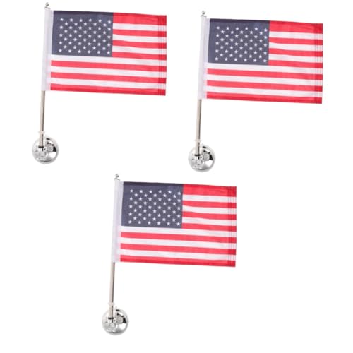 VICASKY 3 Sätze Stabiler Fahnenmasthalter aus Edelstahl mit Saugnapf Verstellbarer Auto Fahnenmast Halterung Windfester Flaggenständer für Fahrzeug und Outdoor Geeignet für Länderflaggen von VICASKY