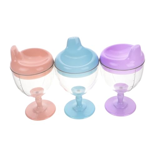 VICASKY 3 Stück Junge Mädchen Weinglas Trinkbecher Schützende Bruchsichere Sippy Cups Rosa Blau und für Selbstständiges Trinken für Leicht zu Halten Fördert die Entwicklung von VICASKY