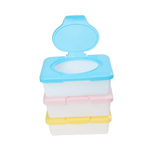VICASKY 3 Stück Nachfüllbare Feuchttücherbox Kompakter Feuchttücherhalter aus Robustem PP Leichter Feuchttücherbehälter für Unterwegs und Zuhause Praktische Aufbewahrung Zufällige Farbe von VICASKY