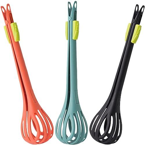 VICASKY 3 Stück Teiliges Multifunktionale Küchenzange Eierschläger Handmixer in Grün Schwarz und Orange Rutschfeste Greifer für Bbq Partys und von VICASKY