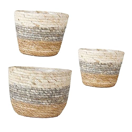 VICASKY 3 Stück Teiliges Set Handgefertigter Blumenübertöpfe Geflochtener Pflanzenkorb für Tischdekoration Zimmerpflanzen und Heimdekoration VICASKY 3 Stück Teiliges Set Handgefertigter Blumenübertöpfe Geflochtener Pflanzenkorb für Tischdekoration Zimmerpflanzen und Heimdekoration von VICASKY