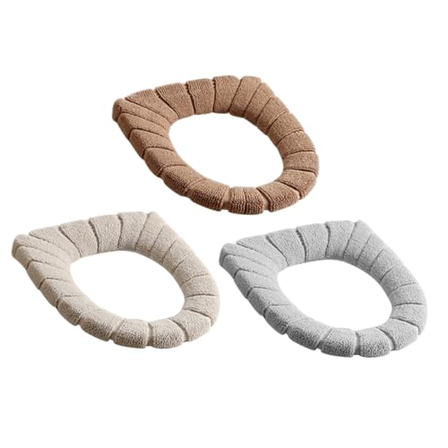 VICASKY 3 Stück Toilettensitzbezüge Warm Elastisch Waschbar Passend für Runde Wc Sitze Komfortable Weiche Sitzauflagen in Zufälliger Farbe Zufällige Farbe von VICASKY