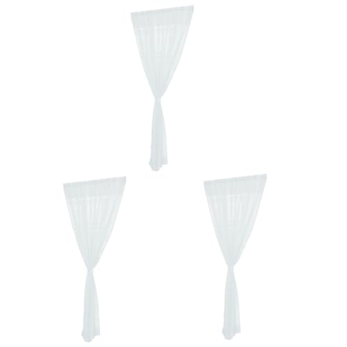 VICASKY 3 Stück Transparente Voile Vorhänge Weiß Halbtransparente Fenster Tüllgardinen für Schlafzimmer Wohnzimmer Küche mit Stangentaschen für Einfache Montage von VICASKY