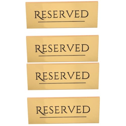 VICASKY 4 Reserviert Tischschild aus Acryl Dekoratives Reserved Sign für Hochzeit Party Business Events Vielseitig Einsetzbar Goldfarben für Tisch und Sitzplatzreservierung von VICASKY