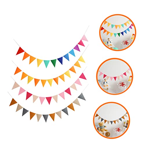 VICASKY 4 Sätze Filz Wimpelkette Dreieck Banner Leicht Wiederverwendbar Bunte Kinderzimmer Party Dekoration für Geburtstag Hochzeit Feier Innen Außen von VICASKY