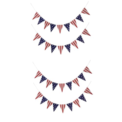 VICASKY 4 Stk. Independence Day Party Wimpelkette Teilig aus Hochwertigem Papier Dekoratives Hängendes Banner mit Patriotischen Farben Wiederverwendbar für Innen und Außenbereich für Feier von VICASKY