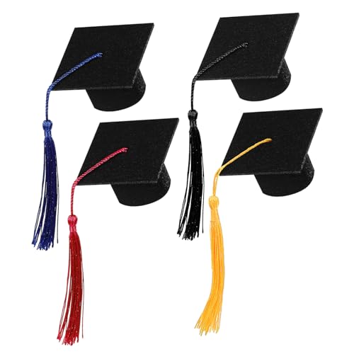 VICASKY 4 Stück Doktorhutdekoration Mini Grad Caps Abschluss Neuheit Hut für - Flaschenverzierung - Partydekoration im Miniaturformat Flaschendekorationen Grad-Cap-Topper gefühlt Black VICASKY 4 Stück Doktorhutdekoration Mini Grad Caps Abschluss Neuheit Hut für - Flaschenverzierung - Partydekoration im Miniaturformat Flaschendekorationen Grad-Cap-Topper gefühlt Black von VICASKY