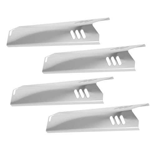 VICASKY 4 Stück Edelstahl Gasgrill Ersatzteile Teiliges Brennerabdeckungen Hitzeschilde für Outdoor BBQ Kompatibel mit Meisten Gasgrills Langlebig Leicht zu Reinigen von VICASKY
