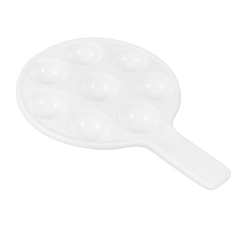 VICASKY 4 Stück Keramik Escargot Backform mit Ergonomischem Griff Mehrfach Gelochte Porzellan Schneckenschale Große Runde Escargot Platte Hitzebeständig und Verschleißfest für Restaurant von VICASKY