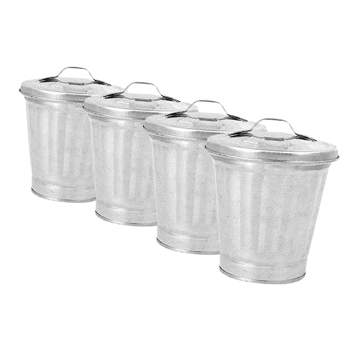 VICASKY 4 Stück Kleiner Mülleimer mit Deckel Abfalleimer für Schreibtisch Badezimmer und Küche Multifunktional als Blumentopf Verwendbar Silber für Büro und Schlafzimmer VICASKY 4 Stück Kleiner Mülleimer mit Deckel Abfalleimer für Schreibtisch Badezimmer und Küche Multifunktional als Blumentopf Verwendbar Silber für Büro und Schlafzimmer von VICASKY