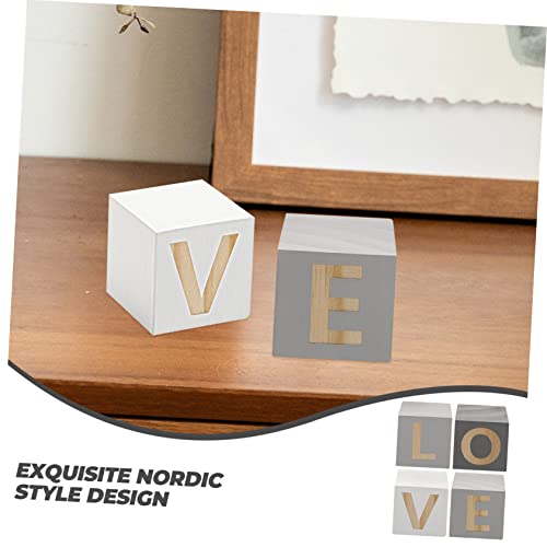 VICASKY 4 Stück Love Holzblöcke Dekoration Teilig Nordic Stil Bücherregal Ornament Robustes Material Stilvolles Familien und Wohnaccessoire Dunkelgrau und Weiß Skandinavisches Design VICASKY 4 Stück Love Holzblöcke Dekoration Teilig Nordic Stil Bücherregal Ornament Robustes Material Stilvolles Familien und Wohnaccessoire Dunkelgrau und Weiß Skandinavisches Design von VICASKY