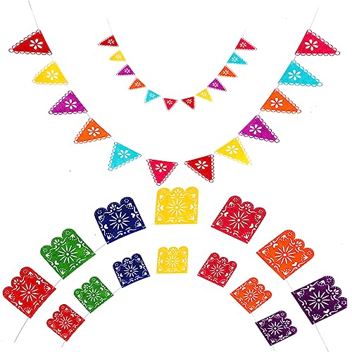 VICASKY 4 Stück Mexikanische Party Dekorationen Teiliges Bunte Wiederverwendbare Hängende Banner aus Vliesstoff für Gartenfeier Geburtstag Innen und Außenbereich Langlebig und Sicher von VICASKY