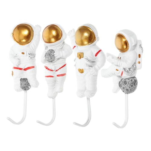 VICASKY 4 Stück Teiliges Astronaut Wandhaken Selbstklebend Stabile Wandhaken für Mantel Handtuch Schlüssel Platzsparende Wandaufbewahrung für Bad Küche Schlafzimmer von VICASKY