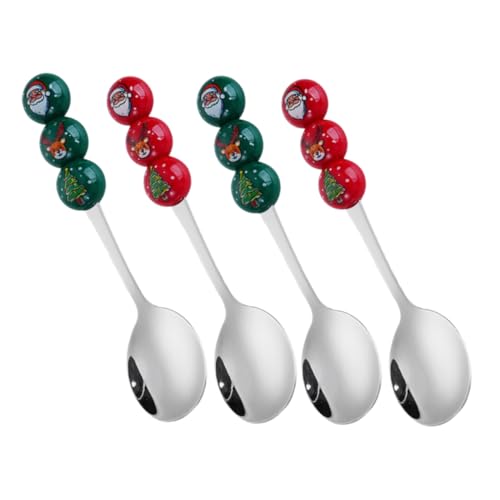 VICASKY 4 Stück Teiliges Edelstahl mit Santa Rentier Weihnachtsbaum und Schneemann Bunte Dessert Kaffeelöffel Kindgerechte Cartoon designs Festliche Geschenkbox für Feiertagsessen VICASKY 4 Stück Teiliges Edelstahl mit Santa Rentier Weihnachtsbaum und Schneemann Bunte Dessert Kaffeelöffel Kindgerechte Cartoon designs Festliche Geschenkbox für Feiertagsessen von VICASKY