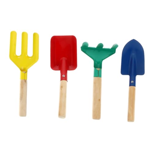 VICASKY 4 Stück Teiliges Gartenset Schaufel Rechen Gabel Leicht für Pflanzspaß im Garten und Sandkasten Geeignet für Mädchen und Jungen Outdoor Zufällige Farbe Zufällige Farbe von VICASKY
