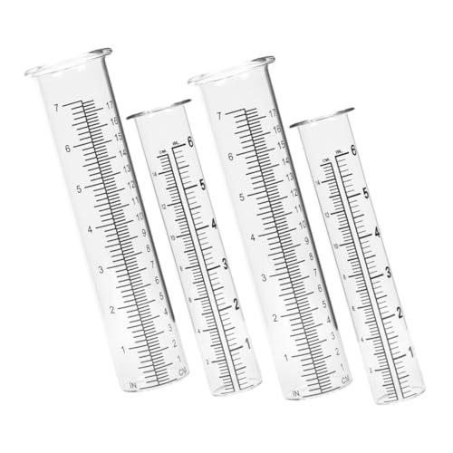 VICASKY 4 Stück Teiliges Glas Regenmesser mit Messskala und Messröhrchen Präzise Regenmessung für Garten und Außenbereich Einfache Ablesung und Praktische Anwendung von VICASKY