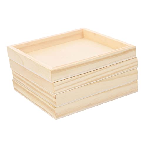 VICASKY 4 Stück Teiliges Holztablett Puzzle Aufbewahrungstabletts für Teilige Holzbausteine Organizer Stabiles Naturholz von VICASKY