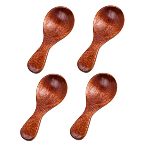VICASKY 4 Stück Teiliges Kleine Holzlöffel mit Kurzem Griff aus Langlebigem Nanmu Holz Praktische Teelöffel für Geeignet für Milchpulver Desserts und Eis Hitzebeständig und Sicher im von VICASKY