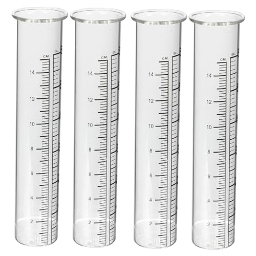 VICASKY 4 Stück Teiliges Regenmessglas aus Hochwertigem Glas mit Messskala Langlebiger Niederschlagsmesser im Röhrchen Design für Präzise Messung im Garten Freien von VICASKY