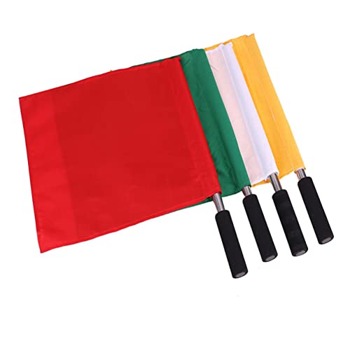 VICASKY 4 Stück Teiliges Schiedsrichter-flaggen Edelstahl mit Wasserfestem Farbige Signalflaggen in Rot Gelb Grün Weiß Sichtbar und Griffig für Sportveranstaltungen von VICASKY