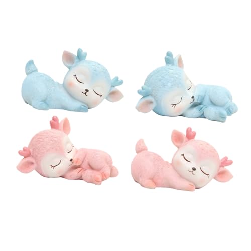 VICASKY 4 Stück Teiliges Sika Rentier Resin Desktop Dekor Niedliche Cartoon Hirschfiguren in Rosa und Blau Sichere Handgefertigte Wohnraumdekoration für Büro und Zuhause VICASKY 4 Stück Teiliges Sika Rentier Resin Desktop Dekor Niedliche Cartoon Hirschfiguren in Rosa und Blau Sichere Handgefertigte Wohnraumdekoration für Büro und Zuhause von VICASKY