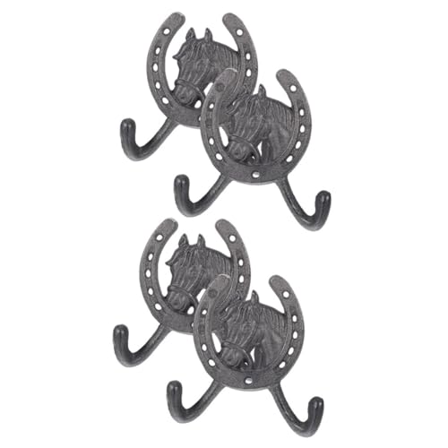 VICASKY 4 Stück Teiliges Vintage Wandhaken aus Stabilem Gusseisen Rustikale Doppelhaken für Garderobe Handtücher und Taschen Kreative Metallhaken im Landhausstil Langlebig und Dekorativ von VICASKY