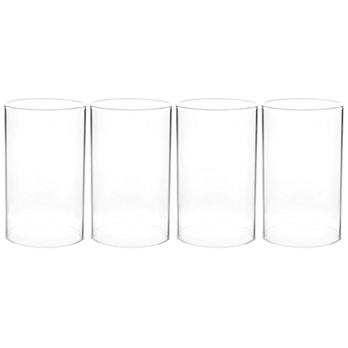 VICASKY 4 Stücke Glaszylinder Teelichtgläser Kerzenhalter Windlicht Glashütte Windlichtgläser Ersatz Zylinder Offenes Ersatzglas Kerzenschirm für Zuhause Party Tischdeko von VICASKY