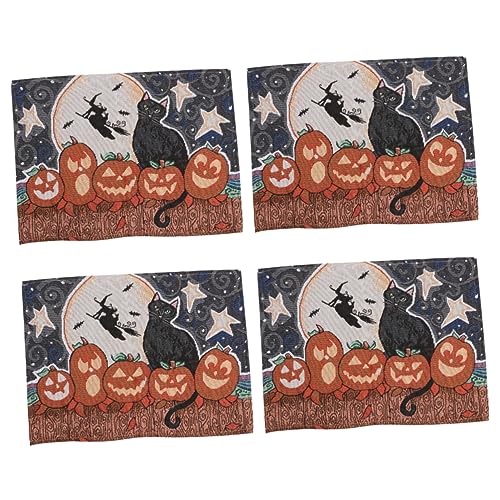 VICASKY 4stücke Halloween Tischset Platzset Untersetzer Aus Baumwoll Material Für Dekoration Zuhause Hotel Party Mit Wärmeisolierung Funktion Für Tassen Und Getränke VICASKY 4stücke Halloween Tischset Platzset Untersetzer Aus Baumwoll Material Für Dekoration Zuhause Hotel Party Mit Wärmeisolierung Funktion Für Tassen Und Getränke von VICASKY