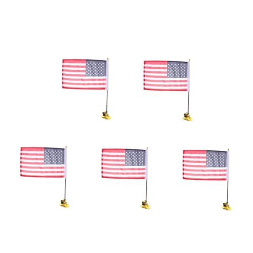 VICASKY 5 Sätze Auto Fahnenmast Saugnapf Halterung mit Us Flagge Verstellbarer Fahnenhalter für Fahrzeugmontage Robustes Flaggenstab Halter für Autoparaden und Feierlichkeiten von VICASKY