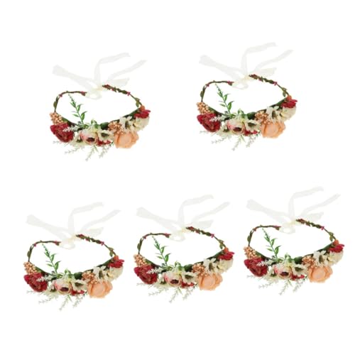 VICASKY 5 Stück Hund Hochzeit Blumen Verstellbar mit Künstlichen Blumen und Blättern Leichtes Haustier Foto Requisit für Hunde und zu Party Geburtstag Weihnachten und Fotoshooting von VICASKY