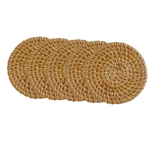 VICASKY 5 Stück Rattan Untersetzer Set aus Handgefertigte Runde Geflochtene Platzsets aus Natürlichem Rattan Hitzebeständig und rutschfest für Zuhause und Besondere Anlässe VICASKY 5 Stück Rattan Untersetzer Set aus Handgefertigte Runde Geflochtene Platzsets aus Natürlichem Rattan Hitzebeständig und rutschfest für Zuhause und Besondere Anlässe von VICASKY