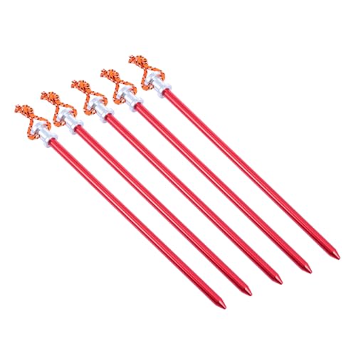 VICASKY 5 Stück Teiliges Rot Eloxierte Aluminium Zelt Heringe mit Seil Robuste Camping Bodenanker mit Rundem Kopf für Festen Halt Robusten und Nassem Boden für Outdoor Strand Schnee und VICASKY 5 Stück Teiliges Rot Eloxierte Aluminium Zelt Heringe mit Seil Robuste Camping Bodenanker mit Rundem Kopf für Festen Halt Robusten und Nassem Boden für Outdoor Strand Schnee und von VICASKY