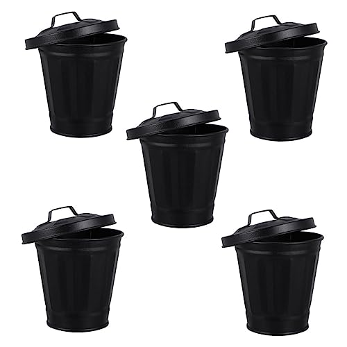 VICASKY 5Stücke Kleiner Mülleimer aus Kleiner Schreibtisch Mülleimer mit Deckel für Büro und Zuhause Niedlicher Abfallbehälter für Recycling und Aufbewahrung von VICASKY